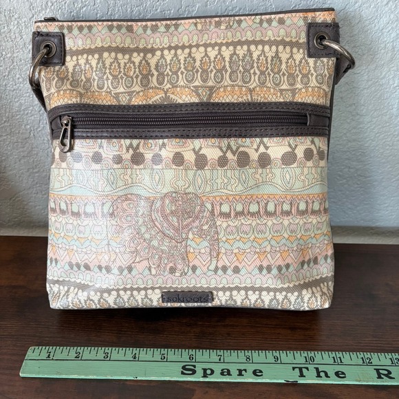 Sakroots Boho Crossbody Bag Synthetic-Coated Tapestry Canvas Elephant Print - Picture 6 of 8